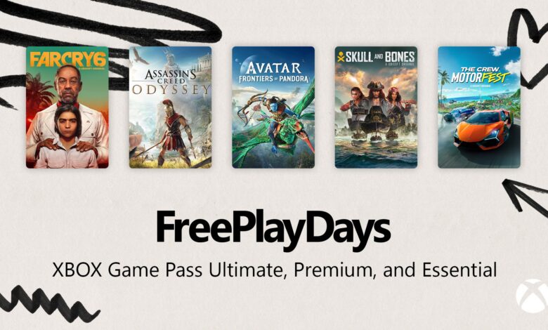 Free Play Days – FARCRY 6, Assassin’s Creed Odyssey, Avatar: Frontiers of Pandora, Skull and Bones, The Crew Motorfest Free Play Days – FARCRY 6, Assassin’s Creed Odyssey, Avatar: Frontiers of Pandora, Skull and Bones, The Crew Motorfest